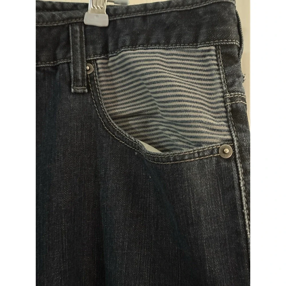 Levis 569 Black Patch 40x32 Dark Wash Loose Jeans Railroad Stripe Accent Pockets